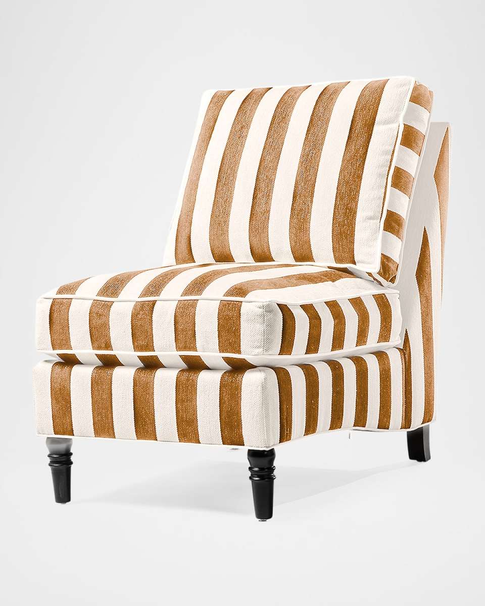 Marquee Brown Stripe Chenille Armless Chair
